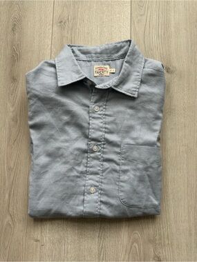 Faherty Men's Blue Micro-Check Long Sleeve Button-Down Shirt